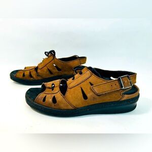 Birkenstock Tatami Womens Leather Slingback Buckle Lace Up Sandals Brown Sz 7